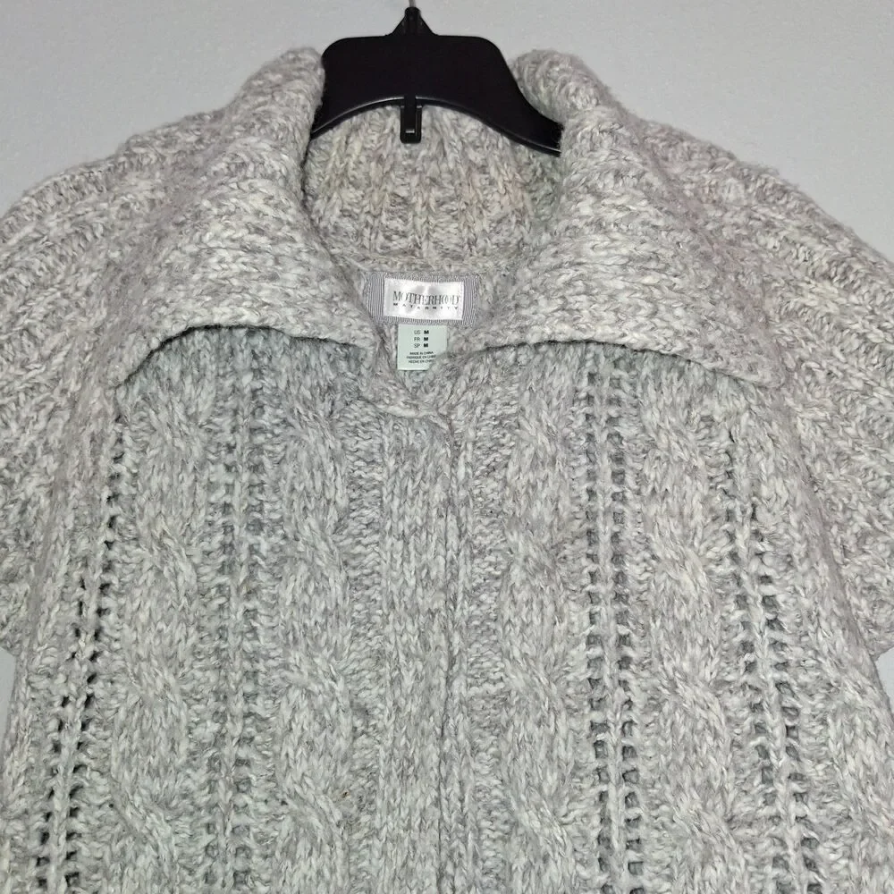 Motherhood Maternity Cardigan Women’s Medium Grey Knit Open Front Sweater - Picture 5 of 14